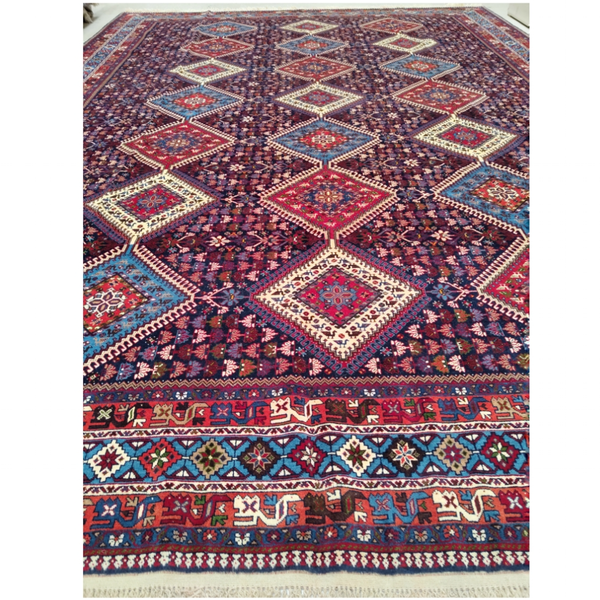 فرش دستباف سایز دوازده متری (تمام پشم یلمه طرح قاب حوضی)