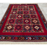 فرش دستباف سایز قالیچه سه متری (تمام پشم یلمه طرح دور خلوت زمینه خشتی) کد 6222