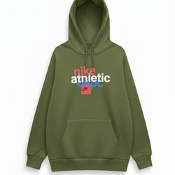 هودی نایک (Nike) فوتر ضخیم داخل کرک رنگ زیتونی - یونیسکس آوینا استایل