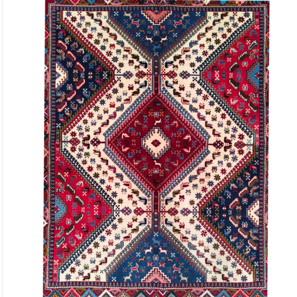 فرش دستباف سایز قالیچه سه متری (تمام پشم یلمه طرح قابی شکرلو) کد 6223