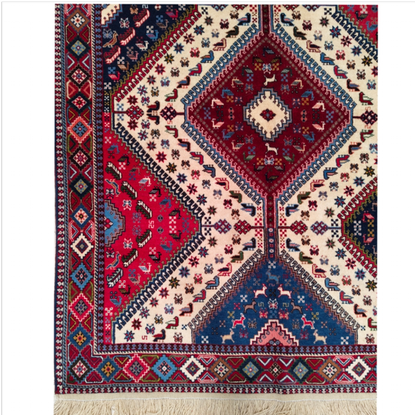 فرش دستباف سایز قالیچه سه متری (تمام پشم یلمه طرح قابی شکرلو) کد 6223