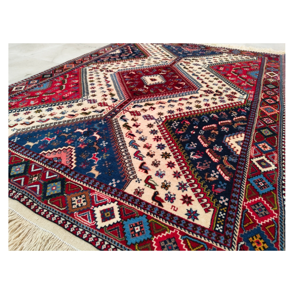 فرش دستباف سایز قالیچه سه متری (تمام پشم یلمه طرح قابی شکرلو) کد 6223