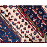 فرش دستباف سایز قالیچه سه متری (تمام پشم یلمه طرح قابی شکرلو) کد 6223