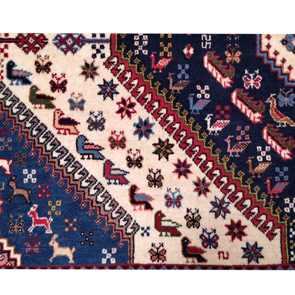 فرش دستباف سایز قالیچه سه متری (تمام پشم یلمه طرح قابی شکرلو) کد 6223