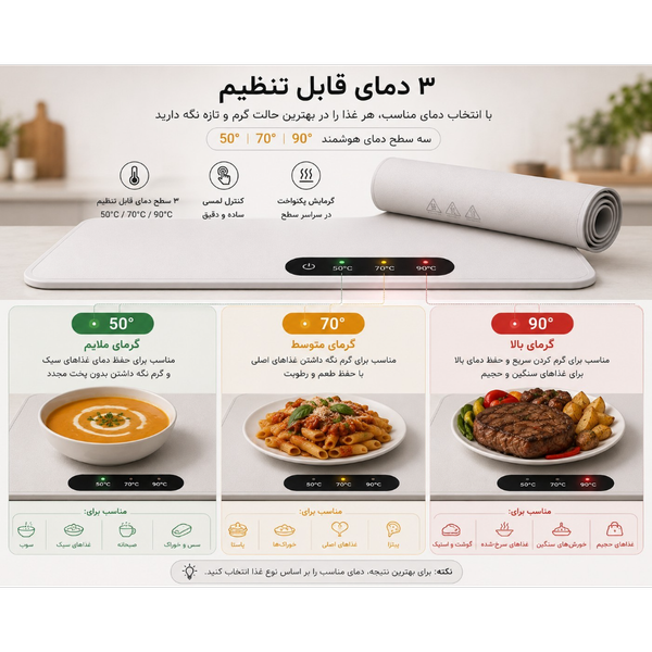 صفحه گرم‌کننده غذا پرودو لایف‌استایل مدل Warming Food Mat