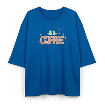 تیشرت لانگ زنانه نخ پنبه طرح Coffee فری‌سایز (40 تا 52) مدل آستین کیمونو