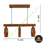 لوستر سقفی چوبی خاص 3 شعله خطی طرح هگزاگون