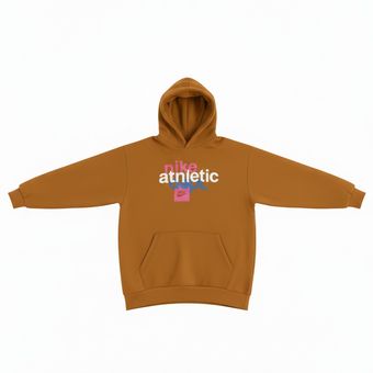 ​هودی نایک (Nike) فوتر ضخیم داخل کرک رنگ نارنجی خردلی - یونیسکس آوینا استایل