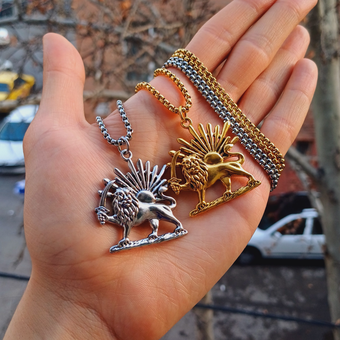 گردنبند شیر و خورشید استیل