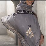 روسری طرح گل زنبق زرد (طوسی رنگ )