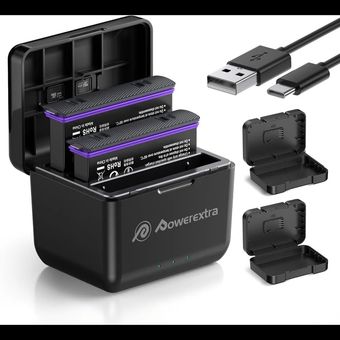 Powerextra 360 X4 Battery Kit – بسته دو عددی باتری 2500 میلی‌آمپری با هاب شارژ سه کاناله