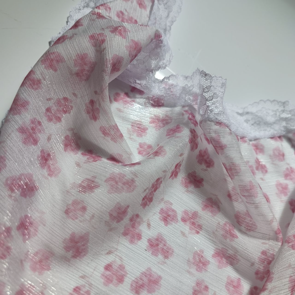 مینی اسکارف سه گوشه دور گیپور مدل گل های کالباسی