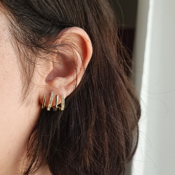 گوشواره چندلاین نگین دار