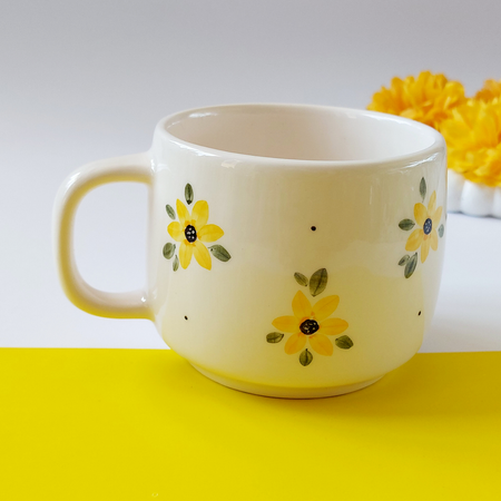 ماگ سرامیکی گل زرد