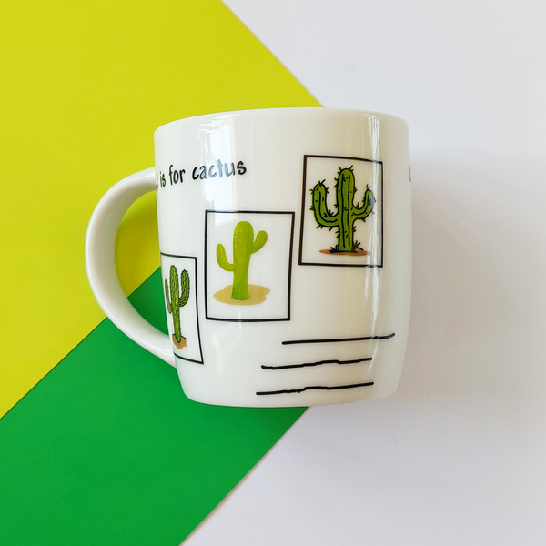 ماگ سرامیکی وارداتی طرح کاکتوس