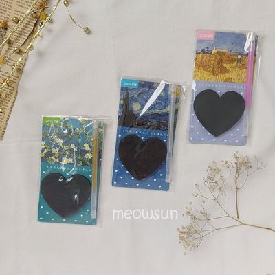 استیکی نوت مشکی طرح قلب با خودکار رنگی