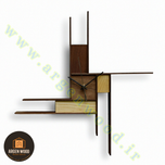 ساعت چوبی دیواری فانتزی ، مدرن و خاص طرح پازلی موندریان کد 614