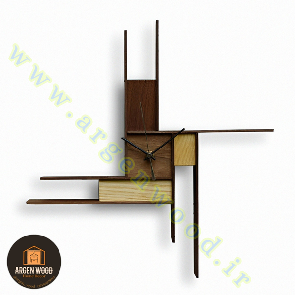 ساعت چوبی دیواری فانتزی ، مدرن و خاص طرح پازلی موندریان کد 614
