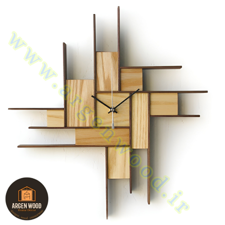 ساعت چوبی دیواری فانتزی ، مدرن و خاص طرح پازلی موندریان کد 615