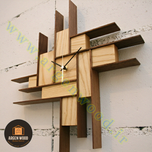 ساعت چوبی دیواری فانتزی ، مدرن و خاص طرح پازلی موندریان کد 615