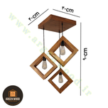 لوستر چوبی مدرن و خاص مدل سه شعله مکعبی