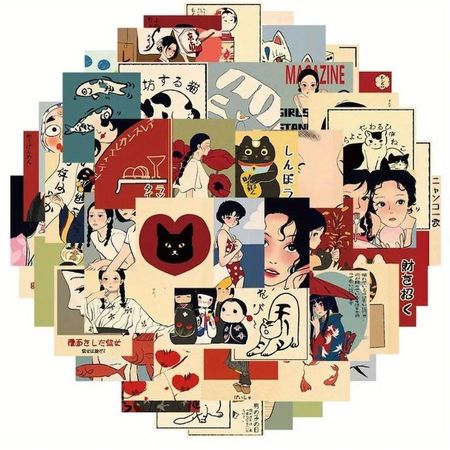 استیکر وینتج ژاپنی - پک 5 عددی