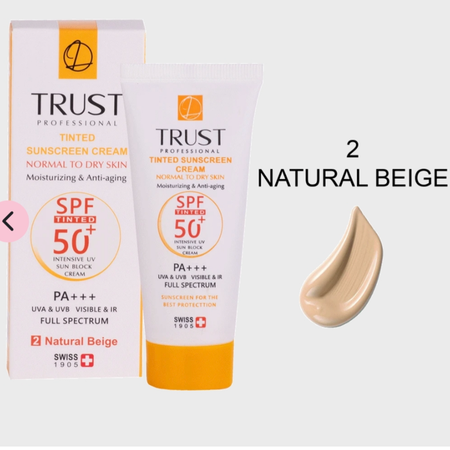 کرم ضد آفتاب رنگی و ضد پیری بژ طبیعی پوست خشک تا نرمال تراست