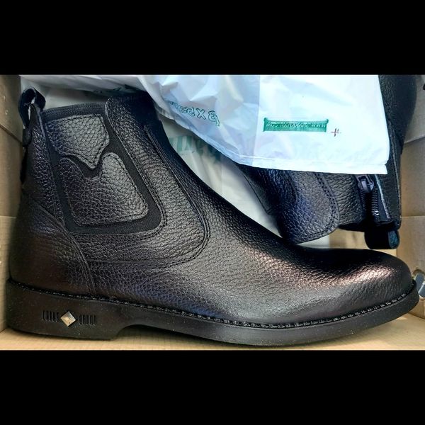 کفش نیم بوت مردانه چرم طبیعی بغل زیپ دار