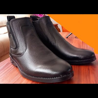 کفش نیم بوت مردانه چرم طبیعی بغل زیپ دار