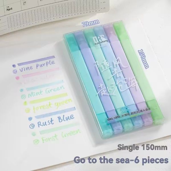 پک 6 عددی هایلایتر و ماژیک 2 سر