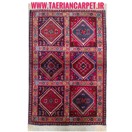 فرش دستباف سایز ذرع و چارک (تمام پشم یلمه طرح خشتی) کد 6211