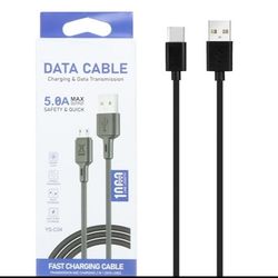 کابل شارژ فست USB To Type-C مدل YS-C04 اورجینال 5A مشکی 1 متری