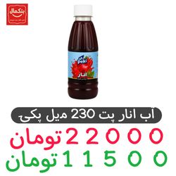 آب انار 230 میلی‌لیتر – بطری پت (PET) – بسته‌بندی 24 عددی