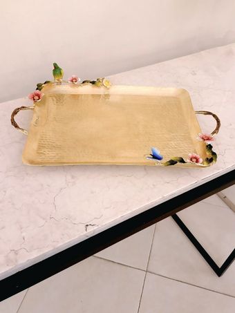 سینی دکوراتیو برنجی | مدل مستطیل کوچک