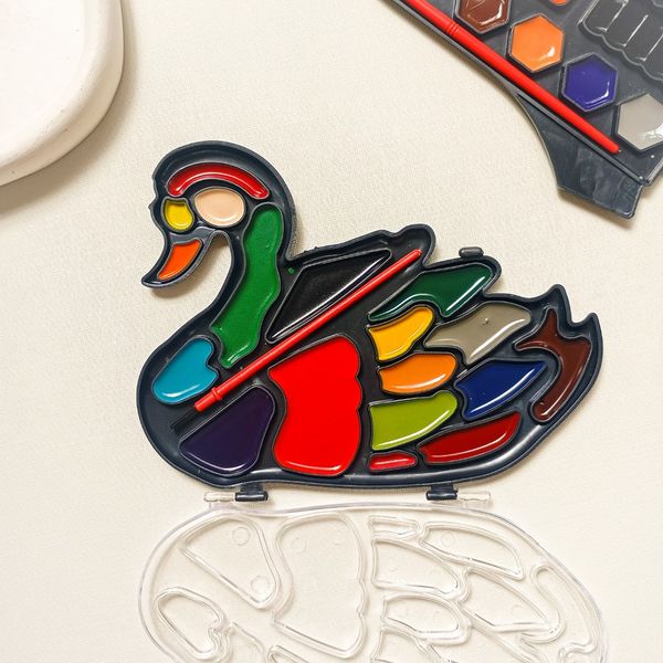 ست آبرنگ و قلمو فانتزی طرح قو