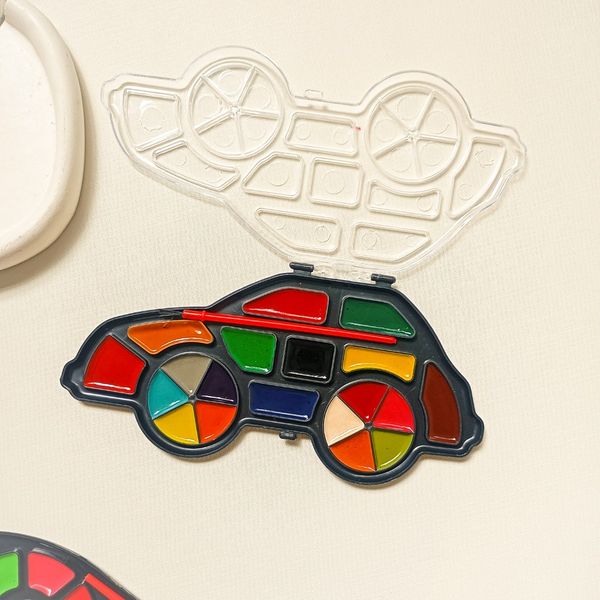 ست آبرنگ و قلمو فانتزی طرح ماشین