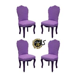 کاور صندلی ناهار خوری 4 نفره تاج گرد بدون دامن مدل لاکرا پفکی