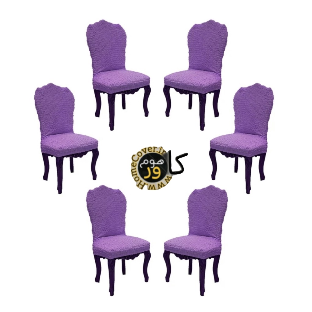 کاور صندلی ناهار خوری 6 نفره تاج گرد بدون دامن مدل لاکرا پفکی