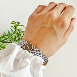 دستبند چرمی با پلاک نقره طرح زهرا