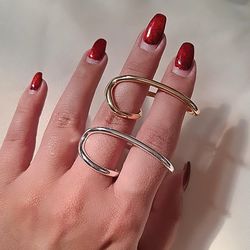 انگشتر دو انگشتی آبکاری نقره