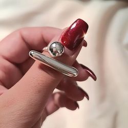 انگشتر خط و گوی آبکاری نقره