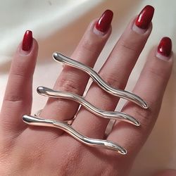 انگشتر خطی دفرمه آبکاری نقره