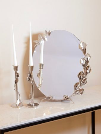 آینه شمعدان بیضی شیپوری آبکاری