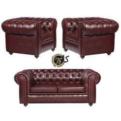مبل اداری چستر چرم 4 نفره رمانتیک دیزاین مدل امپراطور