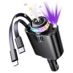 شارژر فندکی 5 کاره W&O مدل Starlight | با نورپردازی RGB + رایحه افشانی + قابلیت شارژ سریع