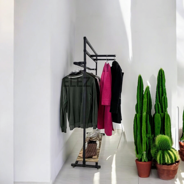 رگال لباس ایستاده چوب و فلز مدل آیین