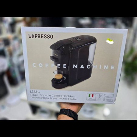 دستگاه اسپرسوساز چندکپسولی LePresso Lieto مدل LPLIETBK سه کاره با پمپ 19 بار و توان 1450 وات