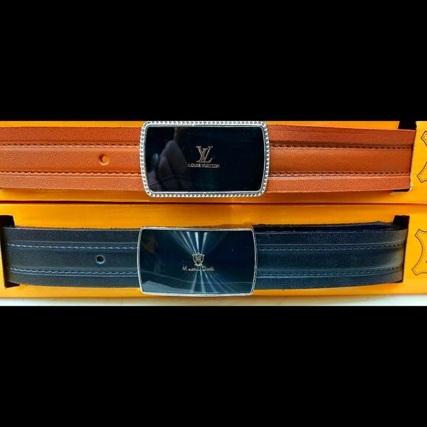 کمربند مردانه با سگک پلاکی عرض 3/5 سانت چرم طبیعی