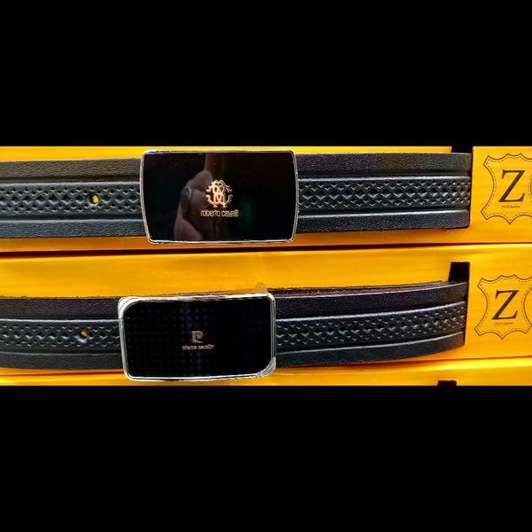 کمربند مردانه با سگک پلاکی عرض 3/5 سانت چرم طبیعی