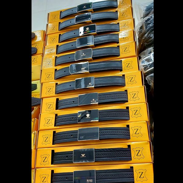 کمربند مردانه با سگک پلاکی عرض 3/5 سانت چرم طبیعی